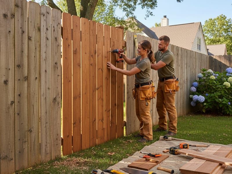 Wood fence installation in Charlotte